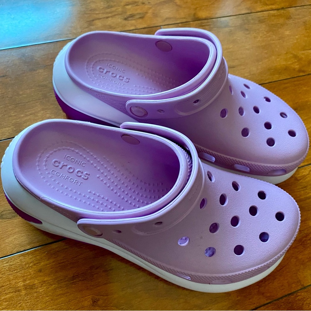 Purple Platform Crocs Mega Crush Clogs - Picture 2 of 4